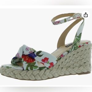 Nine West Floral Print Wedge Sandals